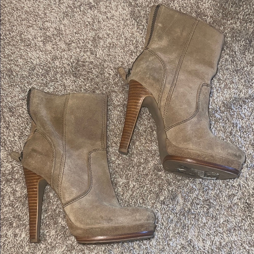 Nine West Taupe Heeled Boots